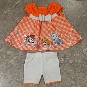 (J59) Nickelodeon Orange and White Kids Matching Set Sz NB